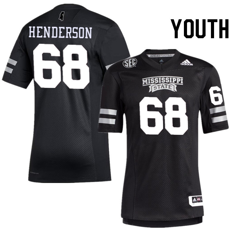 Youth #68 Bailey Henderson Mississippi State Bulldogs College Football Jerseys Stitched-Black